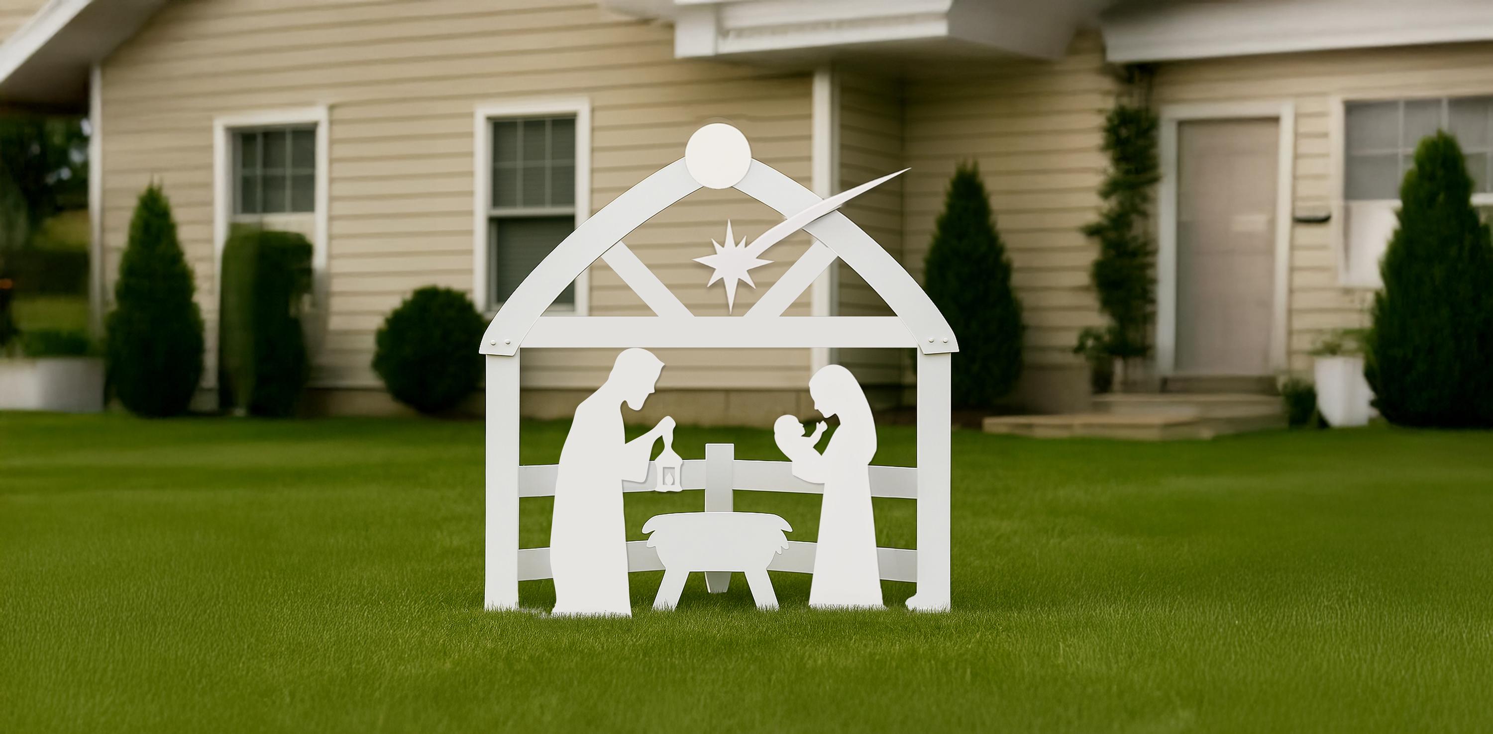 32 Christmas Yard Decor Ideas for a Festive Lawn 29 Outdoor White Nativity Scene Yard Display, All-Weather PVC Christmas…