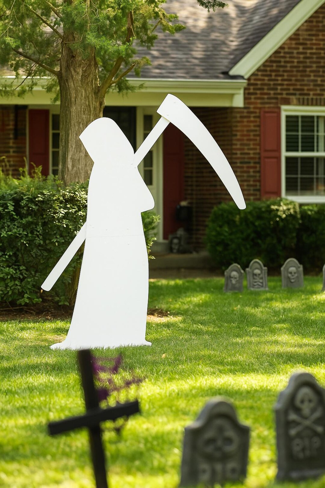 Giant 5.7 Ft Grim Reaper Yard Display, PVC Garden Decoration, Death ...
