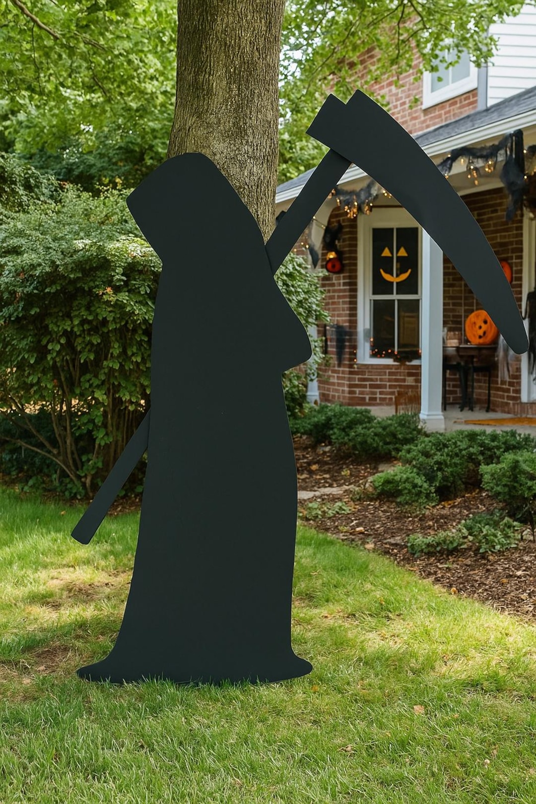 Giant 5.7 Ft Grim Reaper Yard Display, PVC Halloween Decoration, Death ...