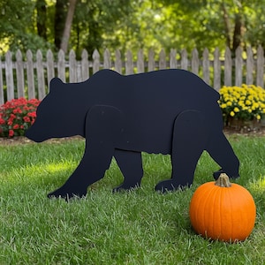 Black Bear Yard Art, PVC Bear Garden Sculpture, Outdoor Wildlife Decor, All-Weather Rustic Animal Silhouette for Yard or Lawn
