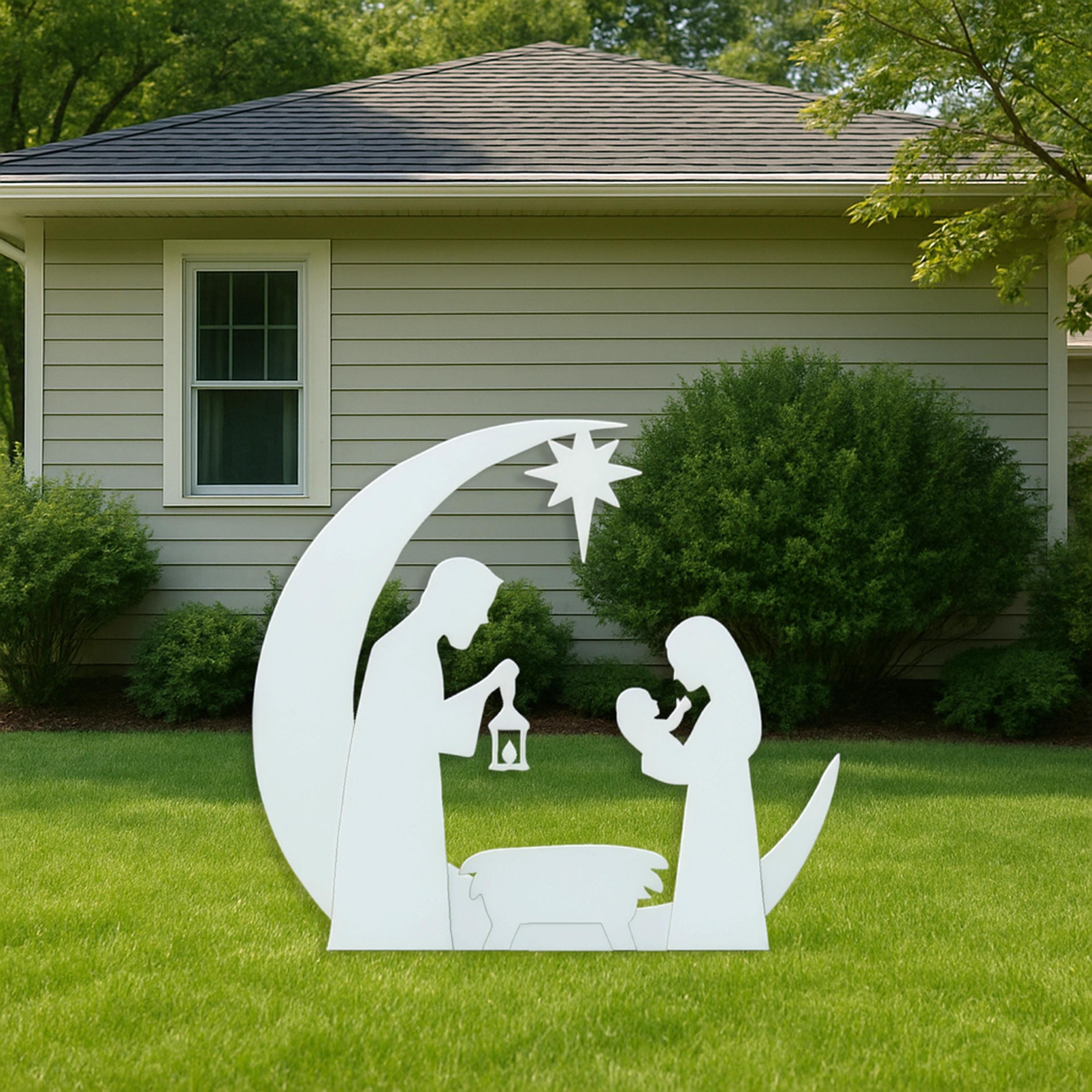 32 Christmas Yard Decor Ideas for a Festive Lawn 22 Nativity Moon Scene Yard Display, All-Weather PVC Christmas Yard…