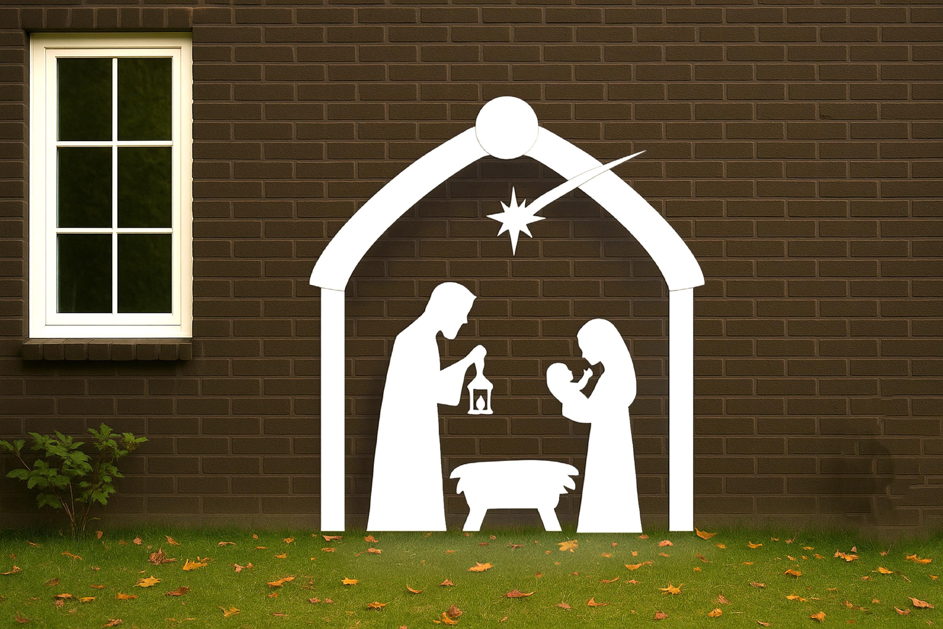 32 Christmas Yard Decor Ideas for a Festive Lawn 28 Wall-Mounted Nativity Scene Christmas Decor, White PVC Holy Family…