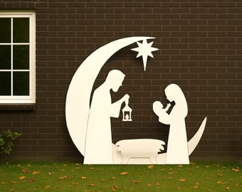 Nativity Scene Yard Display, PVC Outdoor Christmas Decor, All-Weather Holy Family Silhouette,