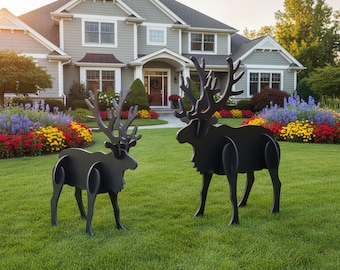 Reindeer Christmas Yard Display, Large PVC Moose & Deer Lawn Sculpture, Holiday Outdoor Decoration for Garden or Driveway