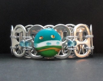 Soda Can Tab Eco-Friendly, Sustainable Bracelet by Ann-Made - "Blue Spruce"