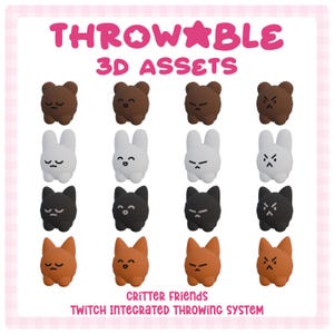 Critter Friends | 3D Throwable Assets for Twitch Integrated Throwing System | VTuber throwable twitch streaming pngtuber obs stream overlay