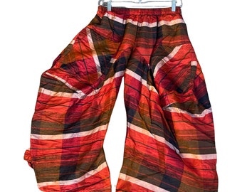 Silk dupioni burnt orange  plaid funky pants