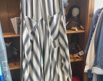 Grey and white  stripe  soft  cotton lagenlook pant