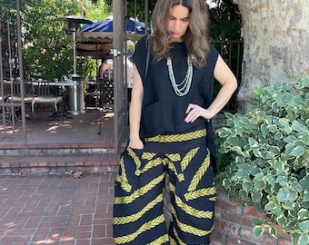 Black and gold  soft  cotton lagenlook pant