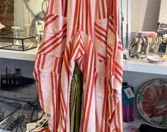 Tangerine twill stripe cotton lagenlook pant