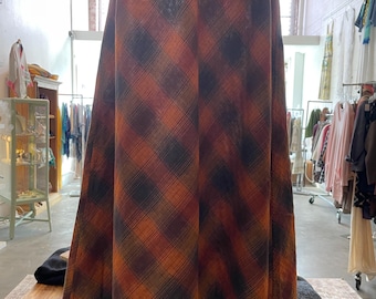 Flannel reversible bias skirt in rust plaid