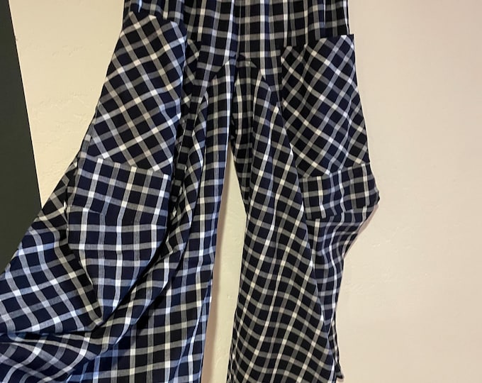 Navy plaid cotton funky pants