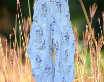 Periwinkle floral super lightweight print cotton lagenlook pant