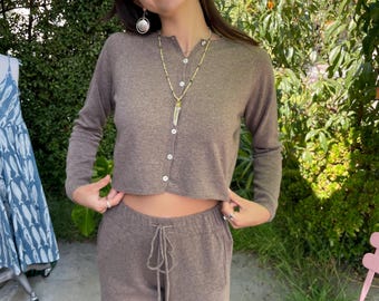 Little cropped cardigan in cashmere and wool blend
