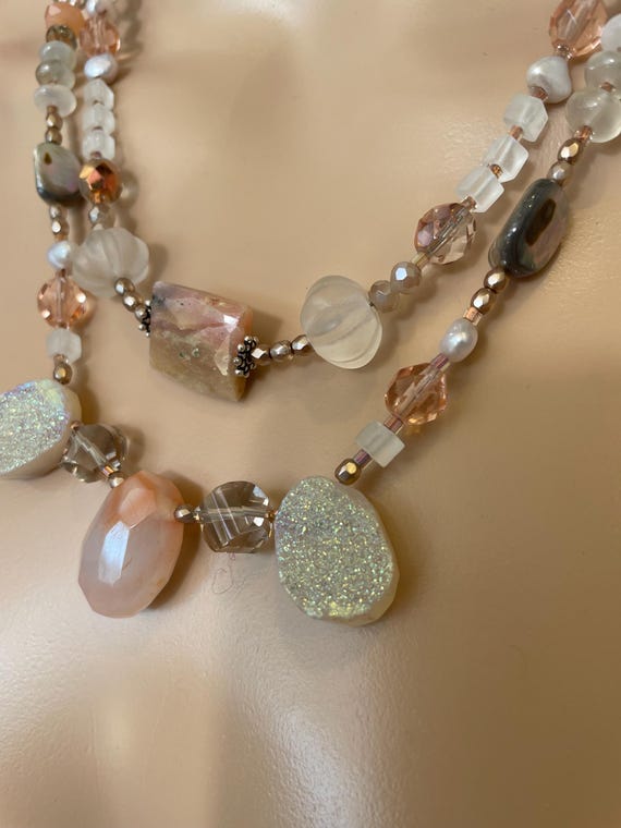 Handmade Double Strand Necklace: One of a Kind Statement Piece