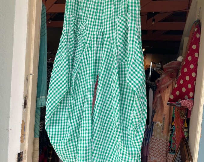 Seersucker green gingham Funky pant