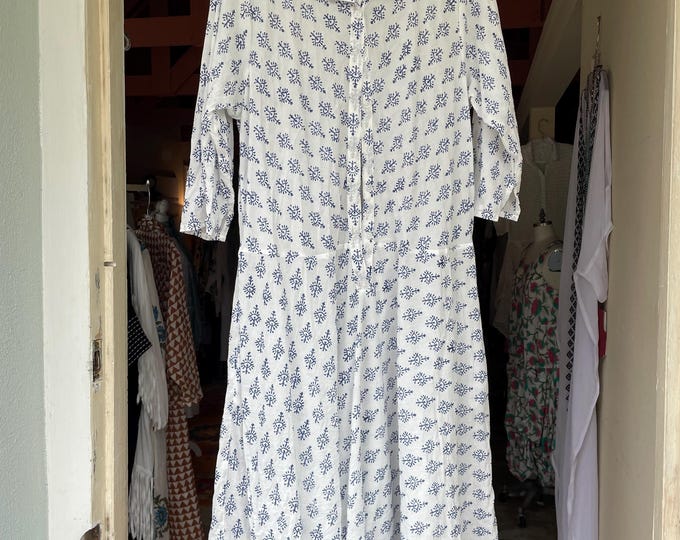 The Housedress!  block print cotton simple uncomplicated housedress with pockets