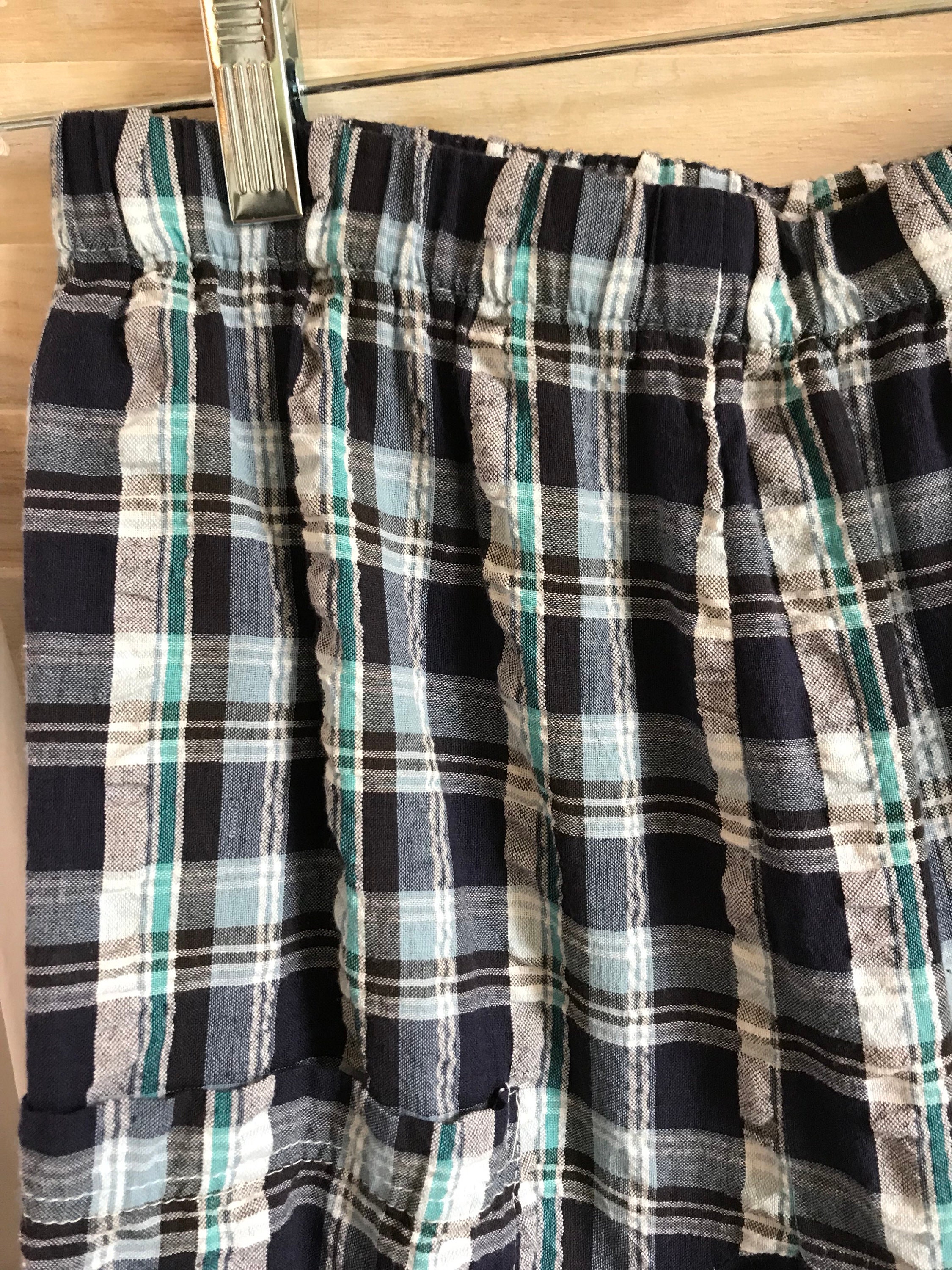 Seersucker navy plaid lagenlook pants in size small and medium