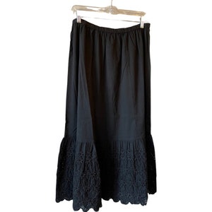 Black cotton voile skirt/petticoat with embroidered hem