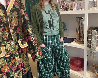 Reversible plaid cotton flannel funky pant