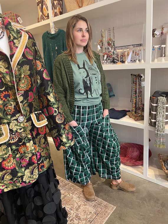 Reversible plaid cotton flannel funky pant