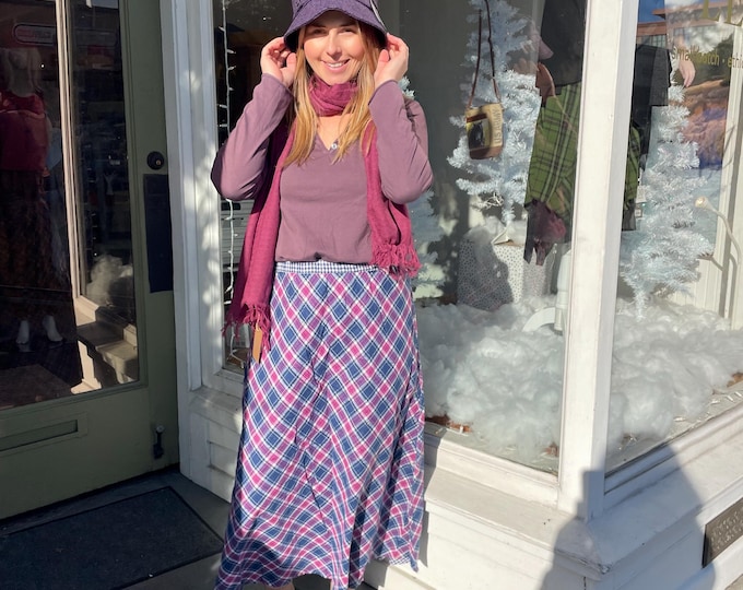 Flannel reversible bias skirt