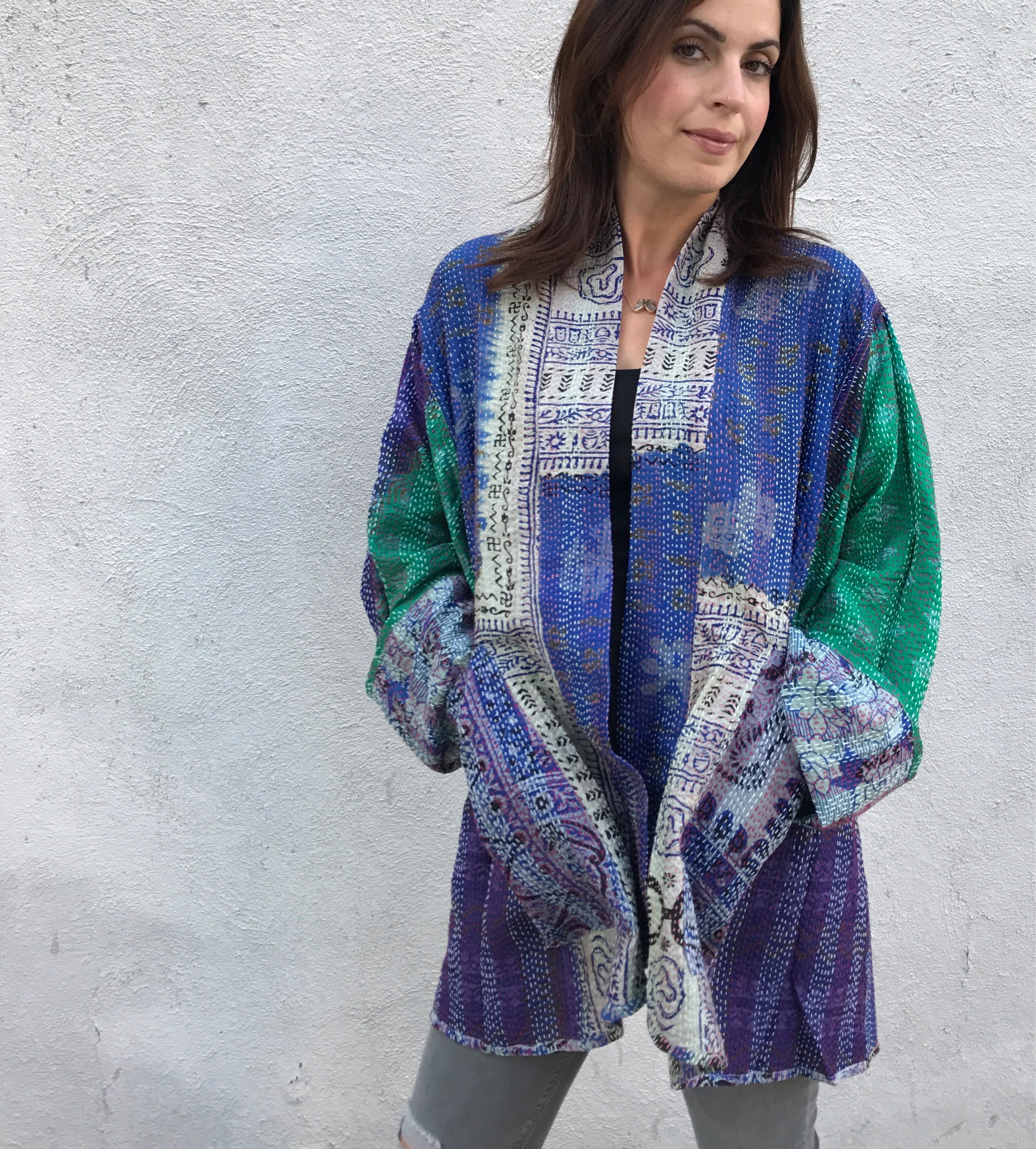 Beautiful vintage upcycled silk kantha kimono/jacket