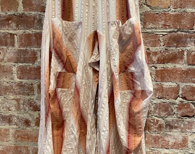 Terra cotta stripe seersucker soft  cotton lagenlook pant