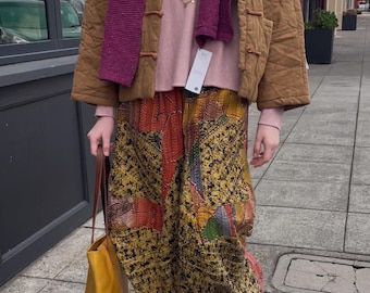 Silk kantha reversible funky pant in size medium