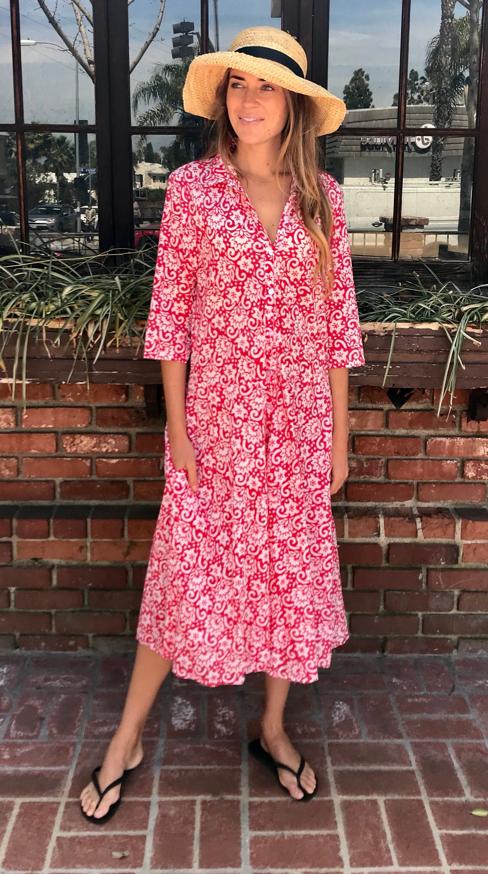 Cotton voile floral housedress