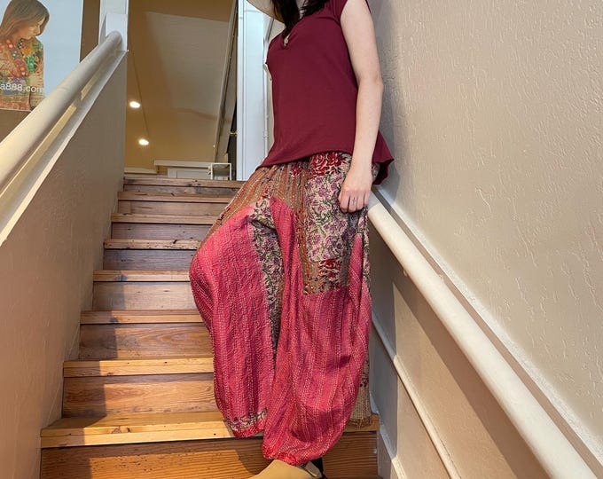 Silk kantha reversible funky pant in size medium