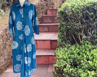 The Housedress! Silk/cotton simple uncomplicated housedress with pockets in a tie dye print