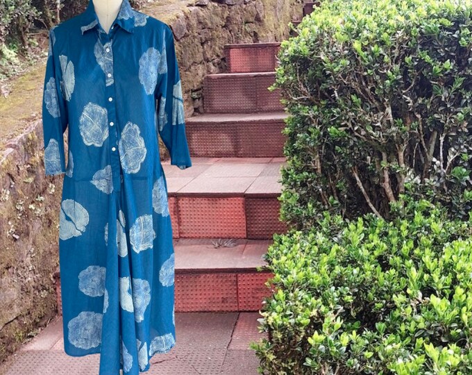 The Housedress! Silk/cotton simple uncomplicated housedress with pockets in a tie dye print