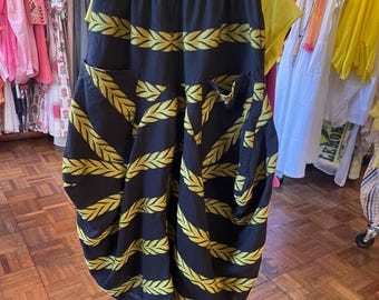 Black and gold  soft  cotton lagenlook pant