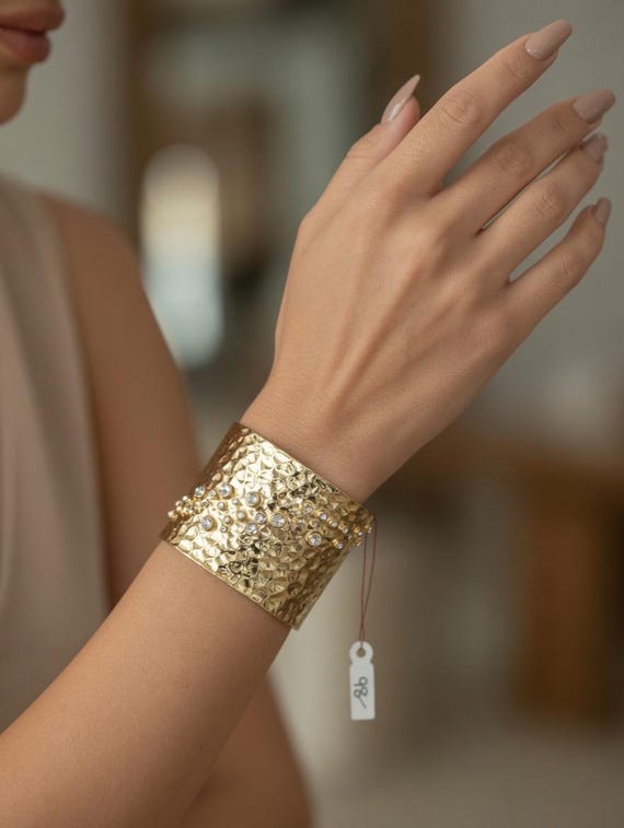 Gold plated hammered bracelet