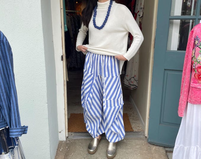 Big blue stripe  soft  cotton lagenlook pant