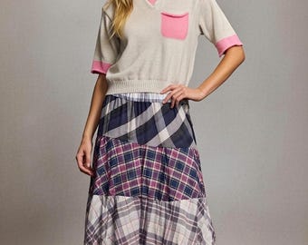 Flannel prairie skirt in mixed print colors