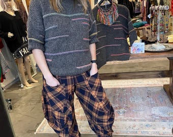 One size taupe with accent colors pullover sweater