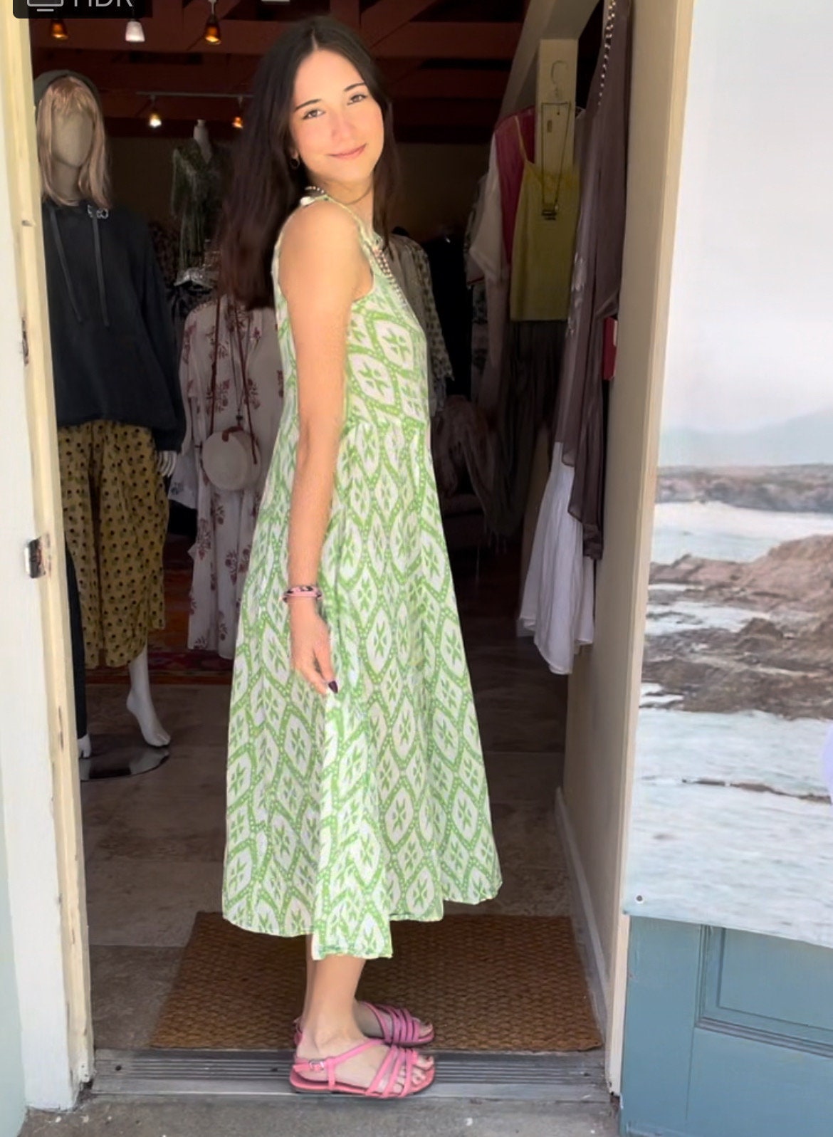 Green and white sundress 2025