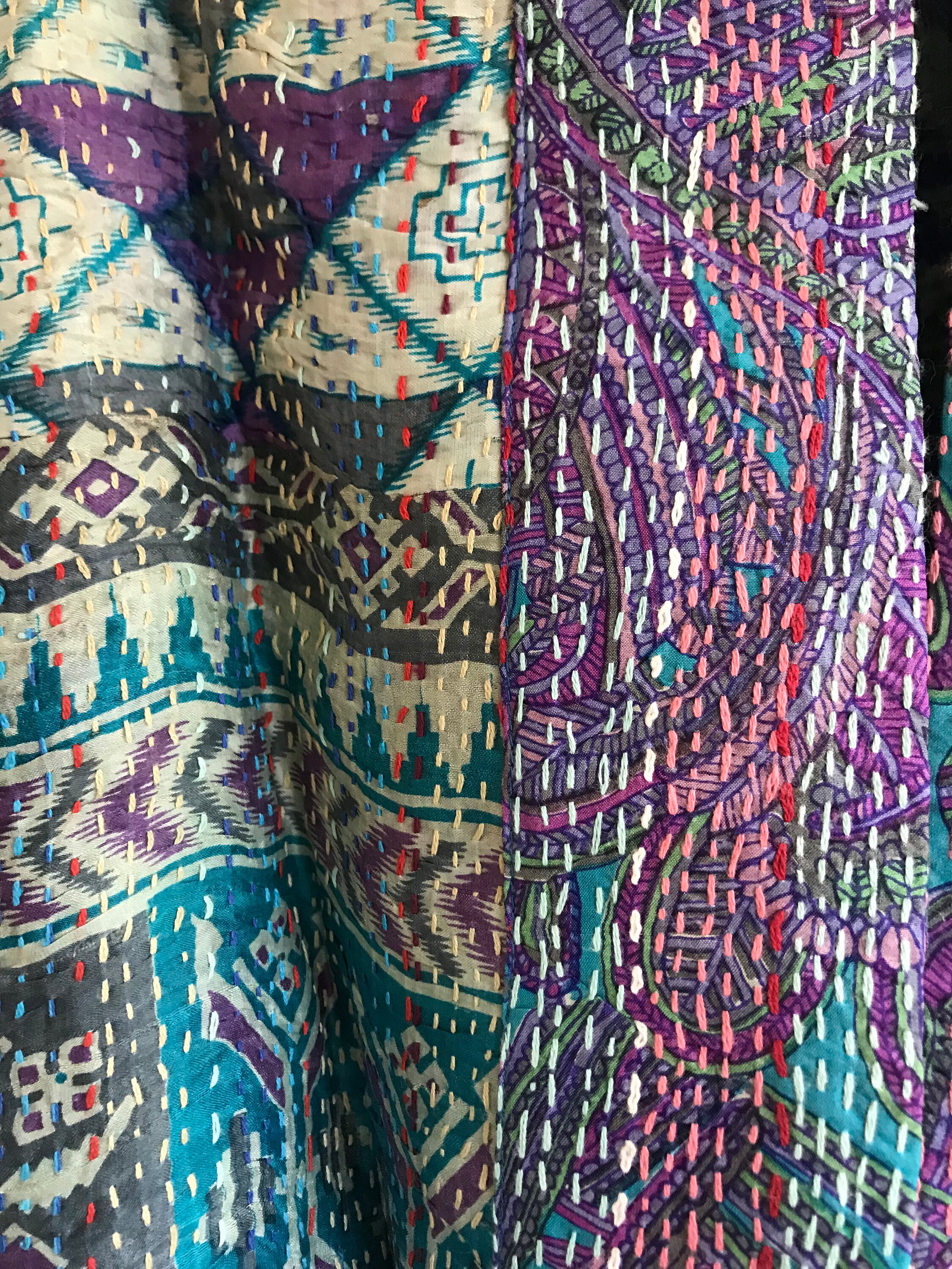 Matisse inspired kantha plus size reversible kimono jacket