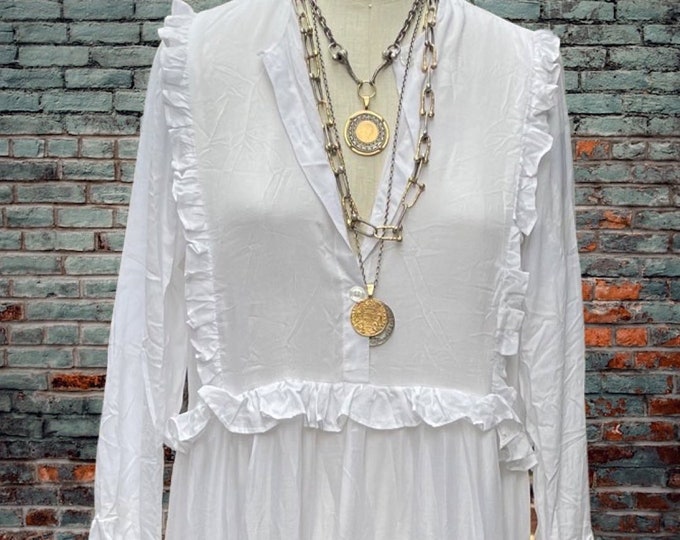 Stunning white modal ruffled long peasant dress