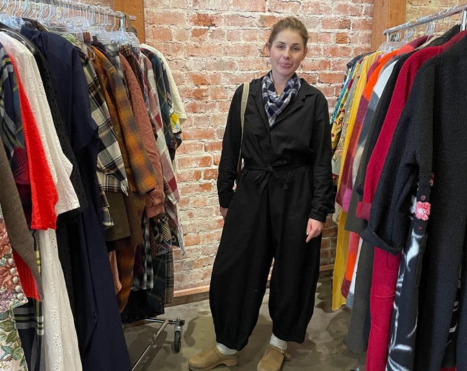 Black poplin  cotton jumpsuit