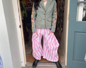 Big pink stripe  soft  cotton lagenlook pant