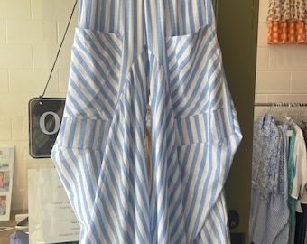 Blue with silver lurex  stripe  soft  cotton lagenlook pant