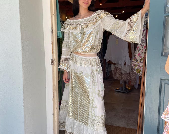 2piece dress with gold Paiette