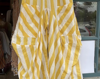 Big yellow stripe  soft  cotton lagenlook pant