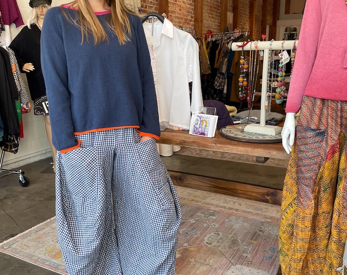 Reversible flannel gingham /plaid with lurex funky pant