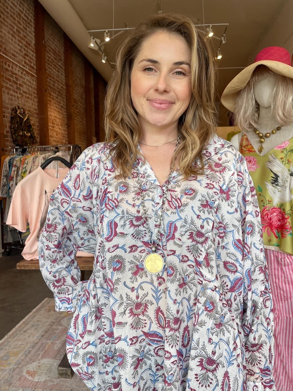 Alice shirt in cotton voile blockprint