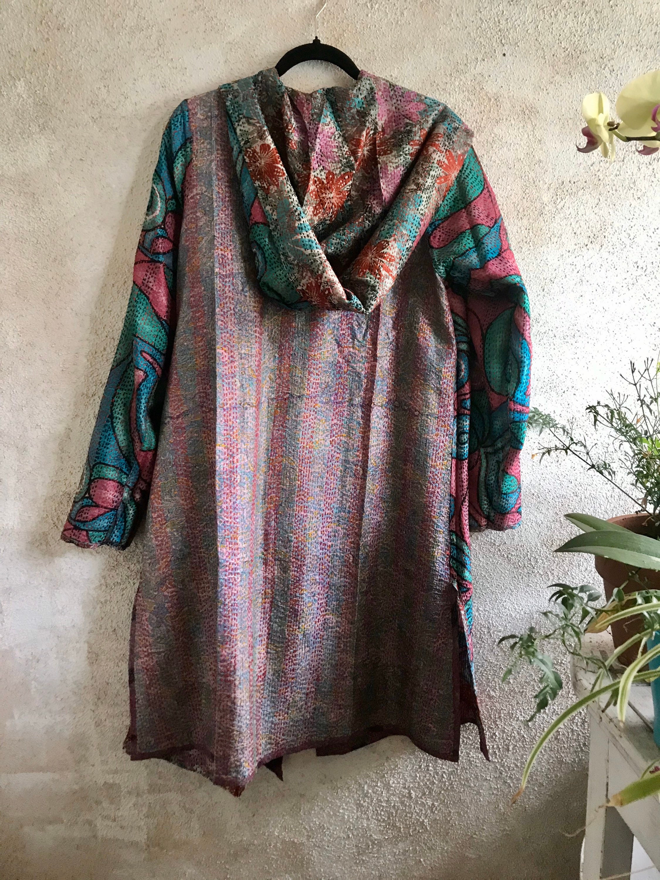 Pop Art hoodie silk kantha reversible hoodie