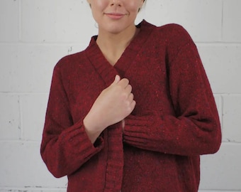 Hand knit  Cabernet  cardigan sweater